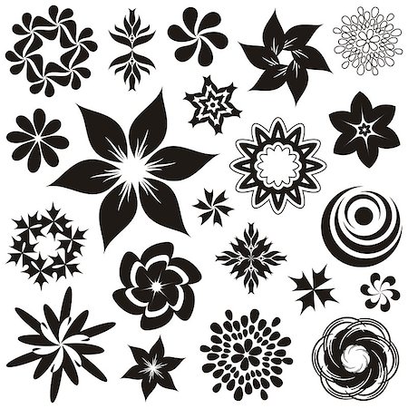 flower classic illustration - Set of black and white flower symbols and ornaments, second set Stock Photo - Budget Royalty-Free & Subscription, Code: 400-07045649