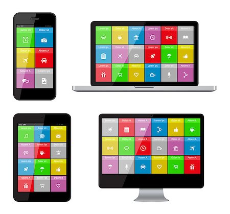 simsearch:400-06880792,k - Isolated gadgets with ui and web icons including flat design. EPS10 vector illustration. Stock Photo - Budget Royalty-Free & Subscription, Code: 400-07045768