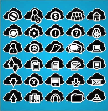 silhouette of a server - Cloud computing icons and symbols, vector illustration set Stock Photo - Budget Royalty-Free & Subscription, Code: 400-07046731