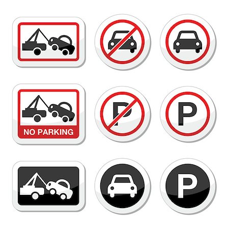 Warning traffic signs - no parking icons set isolated on white Stock Photo - Budget Royalty-Free & Subscription, Code: 400-07047201