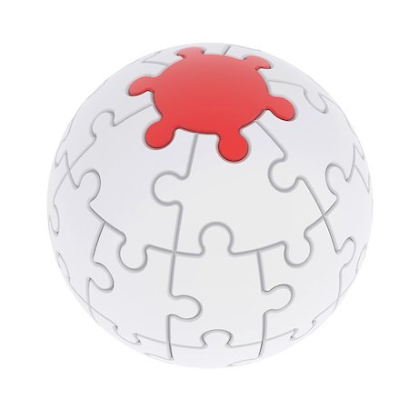 simsearch:400-07578126,k - Sphere consisting of puzzles. Isolated render on a white background Stock Photo - Budget Royalty-Free & Subscription, Code: 400-07047336