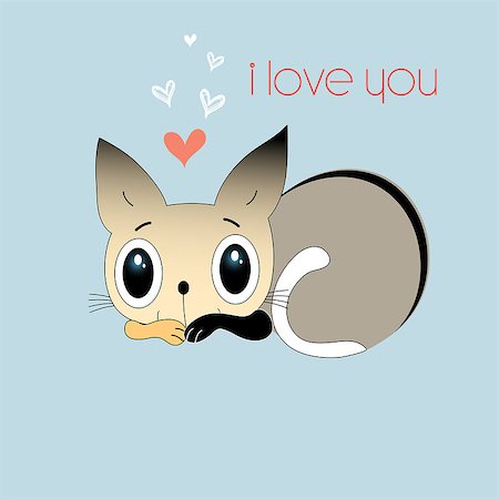 simsearch:400-06928070,k - funny love kitten on a blue background with hearts Stock Photo - Budget Royalty-Free & Subscription, Code: 400-07047445