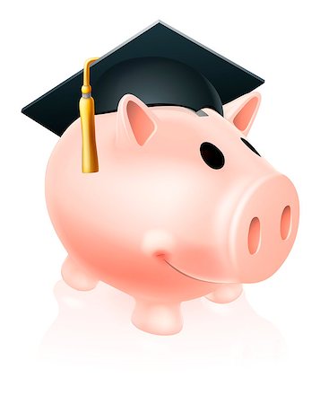 education loan - Piggy bank wearing an academic mortar board hat, concept for saving for an education Photographie de stock - Aubaine LD & Abonnement, Code: 400-07047454