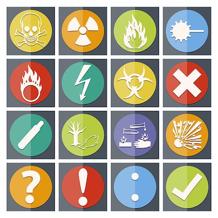 exploding electricity - Isolated old style vector Danger sign collection (set) with shadow on background Photographie de stock - Aubaine LD & Abonnement, Code: 400-07047719