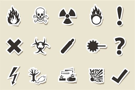 exploding electricity - Isolated old style vector Danger sign collection (set) with shadow on background Photographie de stock - Aubaine LD & Abonnement, Code: 400-07047721