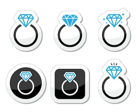 simsearch:694-03783247,k - Wedding - engagement ring vector icons set isolated on white Stock Photo - Budget Royalty-Free & Subscription, Code: 400-07047723