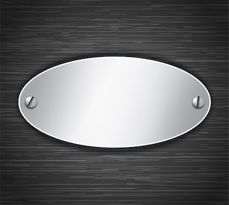 simsearch:400-07215674,k - Metallic oval tablet attached with screws. Blank banner on dark brushed metallic background. Vector illustration Stock Photo - Budget Royalty-Free & Subscription, Code: 400-07047887