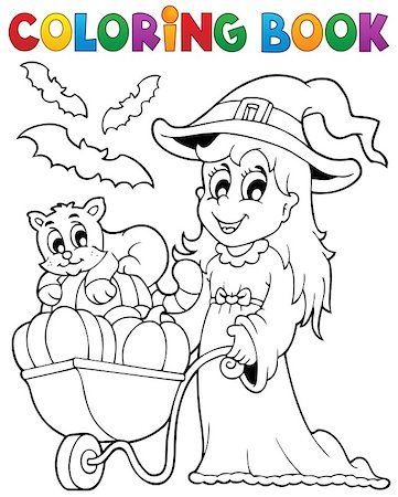 simsearch:400-05686860,k - Coloring book Halloween image 2 - eps10 vector illustration. Stock Photo - Budget Royalty-Free & Subscription, Code: 400-07048104