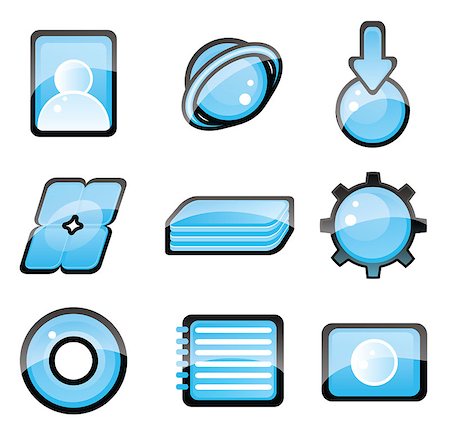 simsearch:400-04366521,k - Set of blue icon Stock Photo - Budget Royalty-Free & Subscription, Code: 400-07048574
