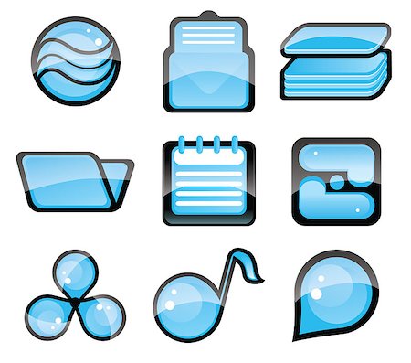 simsearch:400-04366521,k - Set of blue icon Stock Photo - Budget Royalty-Free & Subscription, Code: 400-07048571