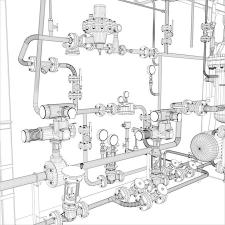 Wire-frame industrial equipment. EPS 10 vector format Stock Photo - Budget Royalty-Free & Subscription, Code: 400-07048861