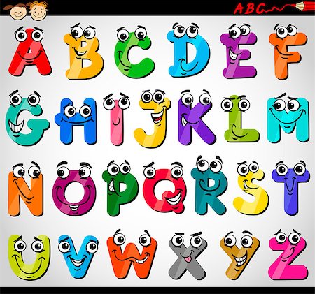 preliminary - Cartoon Illustration of Funny Capital Letters Alphabet for Children Education Stock Photo - Budget Royalty-Free & Subscription, Code: 400-07049284