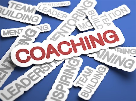 simsearch:400-06744483,k - Coaching Text on Blue Background with Selective Focus. 3D Render. Stock Photo - Budget Royalty-Free & Subscription, Code: 400-07040484