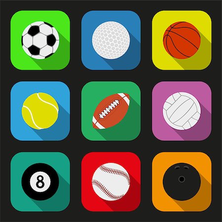 soccer retro designs - Sport balls flat icons set. EPS10 vector illustration. Stock Photo - Budget Royalty-Free & Subscription, Code: 400-07040542