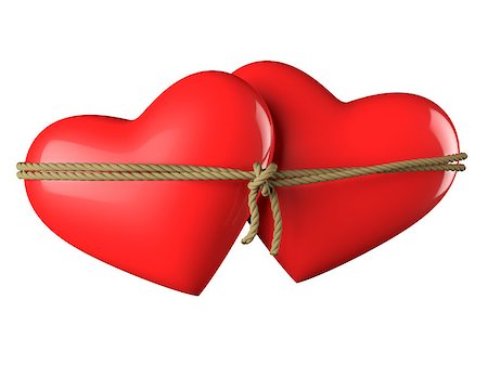 Two hearts connected by a rope with white background Stock Photo - Budget Royalty-Free & Subscription, Code: 400-07040657