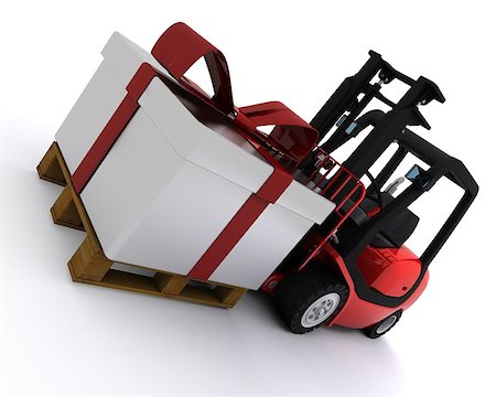 3D Render of a Forklift truck with christmas gift box Stock Photo - Budget Royalty-Free & Subscription, Code: 400-07041194