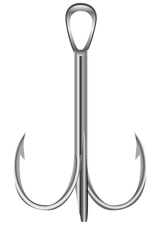 Treble hook for catching a predatory fish. Vector illustration. Stock Photo - Budget Royalty-Free & Subscription, Code: 400-07041304