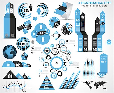 Infographic elements - set of paper tags, technology icons, cloud cmputing, graphs, paper tags, arrows, world map and so on. Ideal for statistic data display. Stock Photo - Budget Royalty-Free & Subscription, Code: 400-07042388