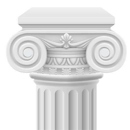 designs for decoration of pillars - Classic ionic column. Illustration on white background Stock Photo - Budget Royalty-Free & Subscription, Code: 400-07042530