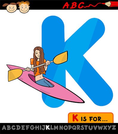 simsearch:600-00954324,k - Cartoon Illustration of Capital Letter K from Alphabet with Kayak for Children Education Stockbilder - Microstock & Abonnement, Bildnummer: 400-07043133