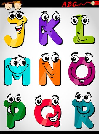 preliminary - Cartoon Illustration of Funny Capital Letters Alphabet from J to R for Children Education Stock Photo - Budget Royalty-Free & Subscription, Code: 400-07043148