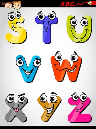 preliminary - Cartoon Illustration of Funny Capital Letters Alphabet from S to Z for Children Education Stock Photo - Budget Royalty-Free & Subscription, Code: 400-07043149