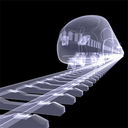The new high-speed train. X-ray render isolated on a black background Stock Photo - Budget Royalty-Free & Subscription, Code: 400-07043840