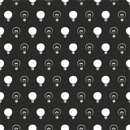 Seamless dark vector pattern or texture with light bulbs on black background. For website design, blog, www, desktop wallpaper, scrapbook, invitation and card. Sign of creative and invention Stock Photo - Budget Royalty-Free & Subscription, Code: 400-07054002