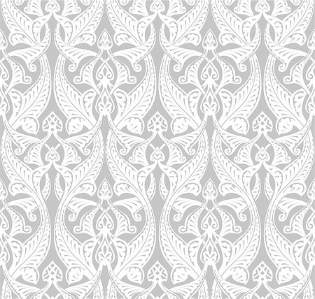 Vintage detailed seamlessly tilable repeating Art Nouveau motif background pattern Stock Photo - Budget Royalty-Free & Subscription, Code: 400-07054428