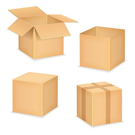 Open and closed cardboard boxes on white background, vector eps10 illustration Stock Photo - Budget Royalty-Free & Subscription, Code: 400-07054446