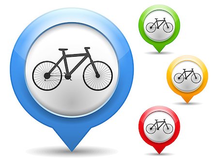 Map marker with icon of a bicycle, vector eps10 illustration Stock Photo - Budget Royalty-Free & Subscription, Code: 400-07054464