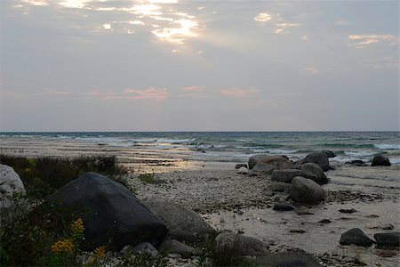 The Rocky Shores of Northern Lake Michigan, at dusk. Stock Photo - Budget Royalty-Free & Subscription, Code: 400-07054538