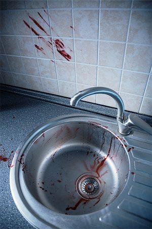 simsearch:400-04807287,k - Bloody kitchen tile and washbasin, Halloween or crime concept Stock Photo - Budget Royalty-Free & Subscription, Code: 400-07055014