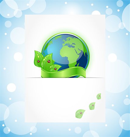 simsearch:400-05126647,k - Illustration of green earth with leaves wrapped ribbon - vector Stock Photo - Budget Royalty-Free & Subscription, Code: 400-07055580