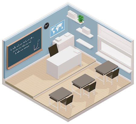 Detailed isometric icon representing classroom interior Stock Photo - Budget Royalty-Free & Subscription, Code: 400-07055709