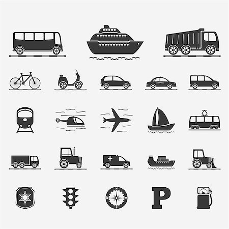 Set of different transport icons, vector eps10 illustration Stock Photo - Budget Royalty-Free & Subscription, Code: 400-07056549
