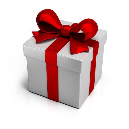 simsearch:400-04375128,k - gift box with silk red ribbon. 3d image. Isolated white background. Stock Photo - Budget Royalty-Free & Subscription, Code: 400-07056759