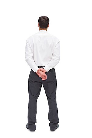 Businessman turning his back to camera on white background Stock Photo - Budget Royalty-Free & Subscription, Code: 400-07058239