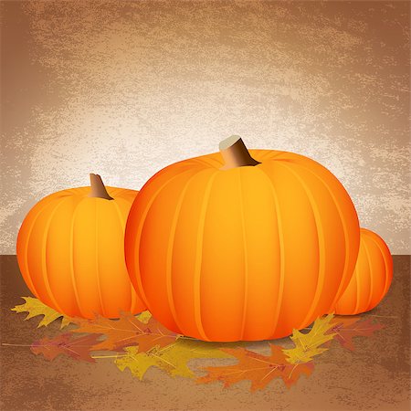 Fall pumpkins and changing leaves against a grunge background. Vector EPS 10 available. EPS file contains transparencies and gradient mesh. Stock Photo - Budget Royalty-Free & Subscription, Code: 400-07051120