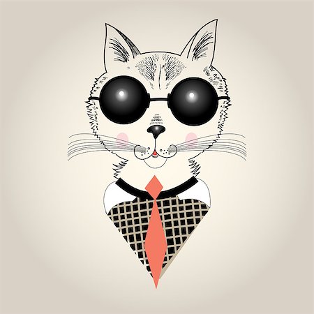 simsearch:400-06928070,k - graphic portrait of a cat on a retro hipster background Stock Photo - Budget Royalty-Free & Subscription, Code: 400-07051137