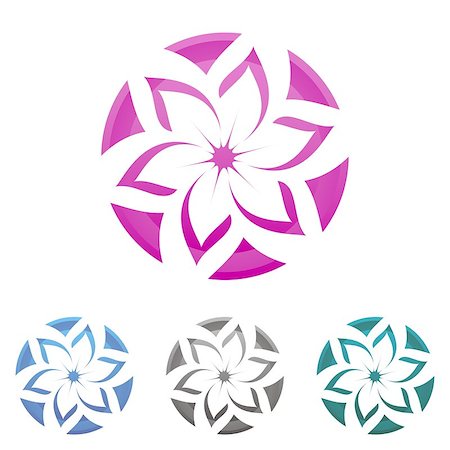 simsearch:400-04752266,k - Four colourful floral buttons on white background - vector illustration Stock Photo - Budget Royalty-Free & Subscription, Code: 400-07053012