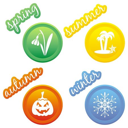 four seasons icons - Set of four colourful seasons icons Stock Photo - Budget Royalty-Free & Subscription, Code: 400-07053035