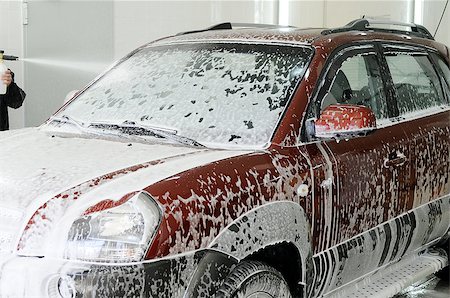 car covered in foam at the carwash Stock Photo - Budget Royalty-Free & Subscription, Code: 400-07053079