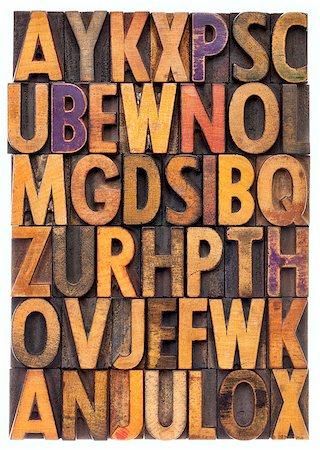 random letters of alphabet - vintage letterpress wood type printing blocks scratched and stained by color inks Stock Photo - Budget Royalty-Free & Subscription, Code: 400-07053298