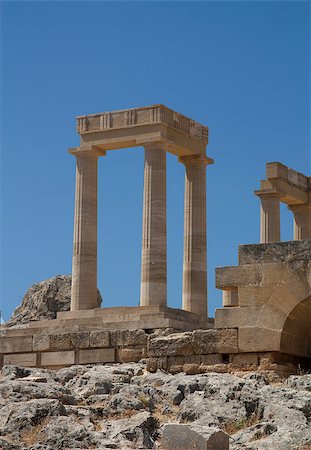 Columns ancient acropolis in Rhodes. Lindos city. Greece photo. Stock Photo - Budget Royalty-Free & Subscription, Code: 400-07053418