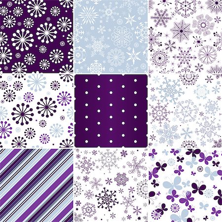 simsearch:400-05741762,k - Collection seamless pastel christmas patterns with snowflakes, butterflies and strips (vector) Stock Photo - Budget Royalty-Free & Subscription, Code: 400-07053579