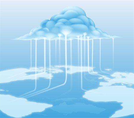 A cloud computing internet concept with information flowing to and from the cloud Photographie de stock - Aubaine LD & Abonnement, Code: 400-07053631