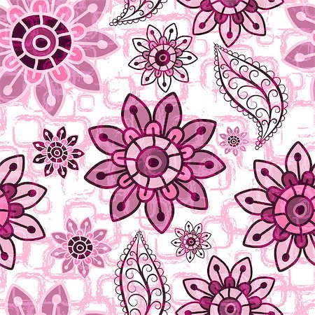 Pink floral seamless transparent grunge pattern with vintage flowers (vector EPS 10) Foto de stock - Super Valor sin royalties y Suscripción, Código: 400-07053710