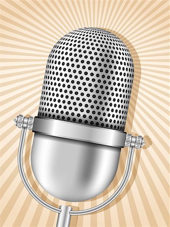 Close-up of retro microphone on brown vintage background, vector eps10 illustration Stock Photo - Budget Royalty-Free & Subscription, Code: 400-07062143