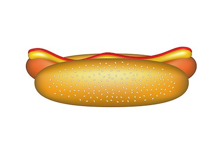simsearch:400-04587885,k - Hot dog with mustard and ketchup on white background Stock Photo - Budget Royalty-Free & Subscription, Code: 400-07062354